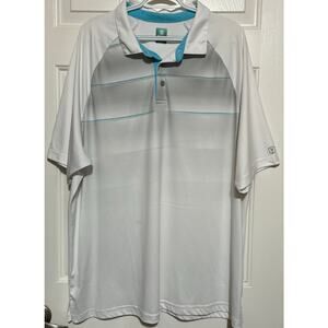 Pro Tour Men's White Gray Teal Short Sleeve Polo Size XXL‎